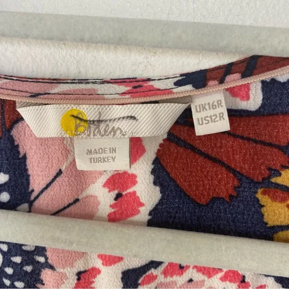 Boden V-Neck Tea Dress Flower Butterfly Petal Stamp Boho Print Dress US 12 - Picture 5 of 10